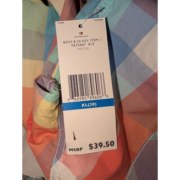 Tommy Hilfiger Boys Plaid Button-Down Shirt XL Multicolor 100% Cotton - Picture 3 of 8